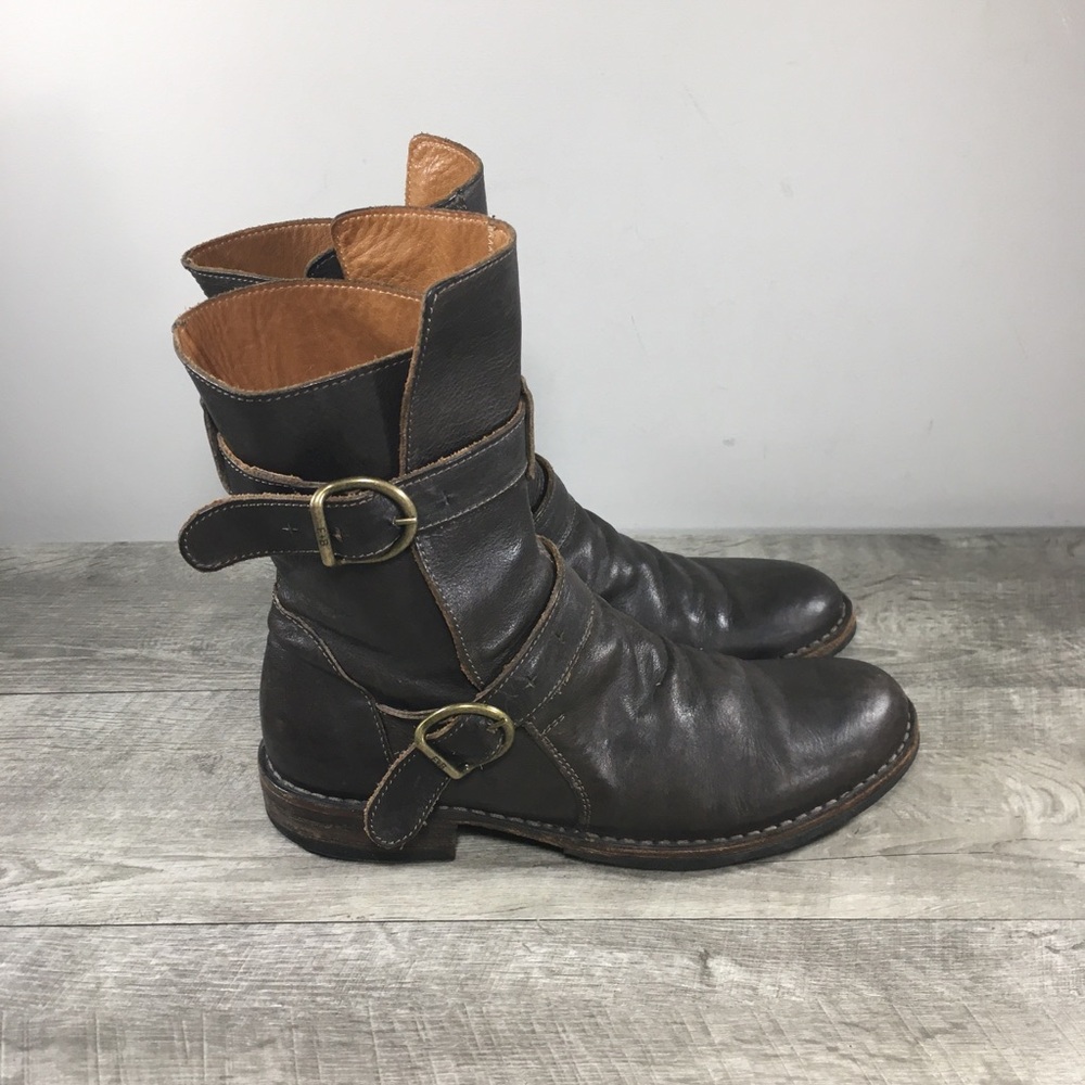 Womens Fiorentini + Baker Eternity 713 Engineer Moto Short Strappy Boots Size 9